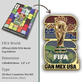 Premium 2026 North American Soccer Tournament Host Nation Pin 1.5 Inch Die Cast Metal Lapel Emblem 2D Lacquered Enamel Inlay Commemorative Fan Brooch Jacket Backpack Hat Accessory