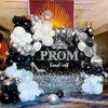 2025 Prom Send Off Backdrop 7x5FT Black Silver Glitter Prom