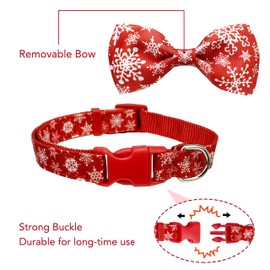 Christmas Dog Collar with Bow Tie, 2 Pack Holiday Santa Claus and Christmas Snow Collar for Small Medium Large Dogs Pets Puppies (Small)