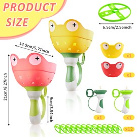 JWDMHSJ Flying Disc Launcher, Pack of 2 Propeller Toy Children, Flying Propeller Disc, Fullware Flying Disc Launcher, with 12 Discs, Propeller Toy for Children from 3 4 5 6 Years