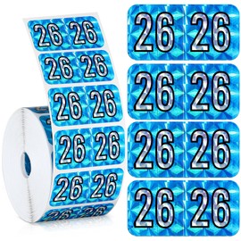 Teling 500 Pcs 2026 Year Stickers File Folder Labels Rectangle Coded Colored Year Stickers Self Adhesive Labels Tab File Folders Office Supplies, 1 Roll(Blue, Silver)