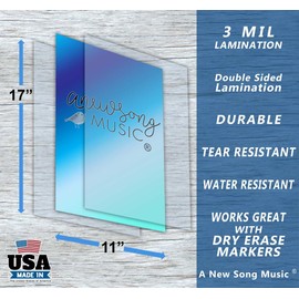 Laminated Guitar Americana Style Fretboard Notes & Easy Beginner Chord Chart Instructional Poster A New Song Music 11x17