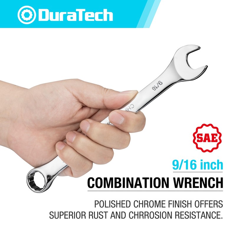 DURATECH 9/16" Combination Wrench, SAE, CR-V Constructed with Mirror Polish,