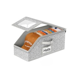 1 PCS Stackable Hat Storage for Baseball Caps, Holds up to 12 Caps Hat Organizer for Closet, Sturdy Snapback Boxes for Men with Cardboard, Grey (1)