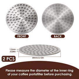 2 Pcs Puck Screen 54mm, 1.2mm Thick Reusable Espresso Filters for 54mm Portafilter 304 Stainless Steel Coffee Puck Screen Food Grade Metal Coffee Filter Espresso Screen for Barista Accessories Home