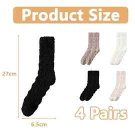 Pddenality 4 Pairs Womens Fluffy Socks Fluffy Socks Fluffy Socks Womens,Black Fluffy Socks Warm Socks Fuzzy Socks,Warm Socks Women Cosy Socks Winter Socks Women,For Home Slipper Warm Socks