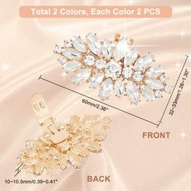 PandaHall 2 Pairs Shoe Clips, 2 Colours Rhinestone Crystal Metal Shoe Clips Horse Eye Shape Shoe Buckles Sparkling Shoes Jewellery Charms for Wedding Bridal Party Women Shoe Decoration,