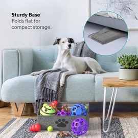 Mindspace Dog Toy Box Organizer - Dog Toy Bin for Dog Toy Storage, Dog Toy Basket for Pet Storage - Dog Treat Basket, Dog Toy Chest - Open Storage Box, Fabric Storage Bin | Oxford Collection (Paw)