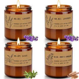 Aromatherapy Candles for Home Scented, Candle Gift Set for Stress Relief | Meditation | Yoga | SPA | Relaxing, Amber Jar Candles for Women, Birthday, Valentine, Mother's Day, 7.1 oz - Pack of 4