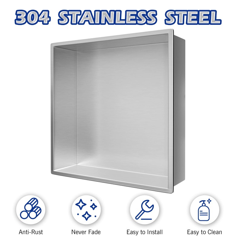 Bernkot Stainless Steel Shower Niche 12" X 12" Brushed No