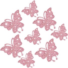 Frienda 8 Pcs Butterfly Car Decals for Women Crystal Rhinestone Bling Butterfly Stickers Butterfly Stickers Car Accessories for Women(Pink)