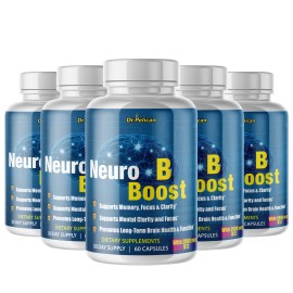 Pelican Vitamins Neuro B Boost- Brain & Cognitve Support - 5 Bottles- 300 Capsules