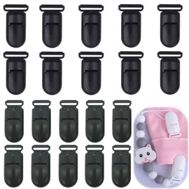 One-Touch Clips, Set of 20, for Flat Tape, Plastic Fixing Clips, 0.6 inch (15 mm) / 0.8 inches (20 mm), Fall Prevention, Cord Adjustment, Universal, Multi-functional, Craft Parts, DIY (Black)