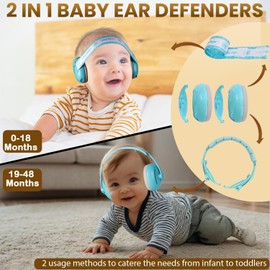 Dekukar 2-in-1 Baby Ear Defender for Babies Toddlers up to 36 Months - CE & UKCA Certified - Noise Reduction Earmuffs Baby Headphones Against Hearing Damage & Improves Sleep Blue