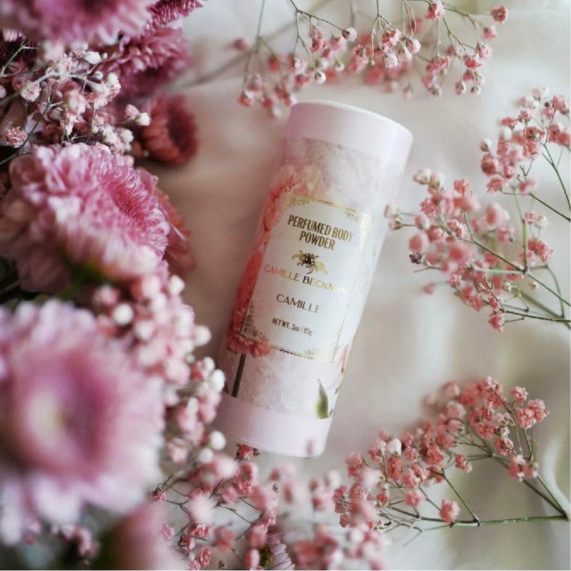 Camille Scented Talc-Free Body Powder, Perfumed Dusting Powder, Camille Beckman,