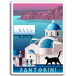2 x 10cm Santorini Greece Vinyl Stickers - Aegean Sticker Laptop Luggage #17034 (10cm Tall)