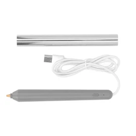 Hot Foil Pen, USB Heat Foil Stamping Embossing Pen, ABS Crafting Tool with Ultra Fine Tip, 4pcs Different Tips, for Paper, Wood, Plastic (Silver)