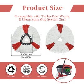 Mop Cloth, Replacement Mop Heads Microfibre Compatible with Vileda 2 in 1 Turbo EasyWring & Clean Spin Mop Floor Cloth 4 Pieces