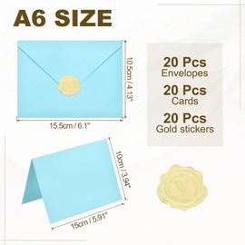 PATIKIL 20Pack Light Blue 4x6 Envelopes with Cards, V Flap A6 Envelopes with Cardstock & Gold Stickers for Greeting Cards Wedding Greeting Birthday Invitations Letter Mailing
