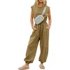 Kissonic Jumpsuits for Women Casual Crewneck Cap Sleeve Drawstring Romper