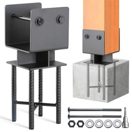 Uphode 2Pack 4"x4"(Actual 3.5"x3.5") Wooden Post Base for Concrete, U-Shape Fence Post Holder Bracket Bracket Black, Wet Set Concrete Post Anchor Stainless Steel