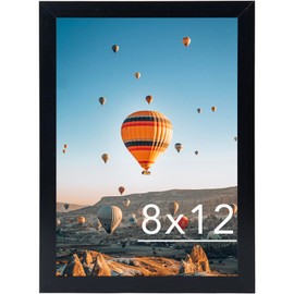 JCJMY 8x12 Picture Frame Black for Wall Hanging or Tabletop, Wall Mounting Horizontally or Vertically, 8 x 12 Wall Gallery Poster Photo Frame with Shatter Resistant Plexiglass, Black