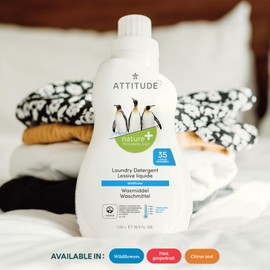 ATTITUDE Liquid Laundry Detergent, EWG Verified Laundry Soap, HE Compatible, Vegan and Plant Based Products, Cruelty-Free, Citrus Zest, 35 Loads, 35.5 Fl Oz (Pack of 6)