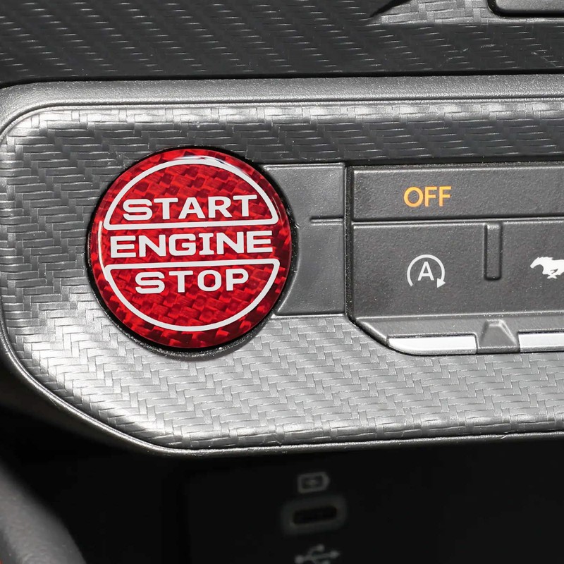 BLAKAYA Compatible with Engine Start Stop Button Sticker Carbon Fiber
