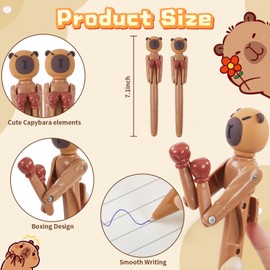 LWDDLDHY 6 Pcs Capybara Boxing Pens with Punching Arm and Crisp Button Sound Fidget Ballpoint Pen Funny and Cool Novelty Pen Capybara Gifts - 1. 0mm Smooth Writing