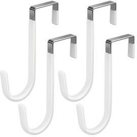 fogman Door Hook, Door Hanger, Easy Installation, Interior Accessories, Hat, Space Saving, Set of 4 (White)
