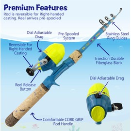 SHUDAROCAST Kids Fishing Pole Set, Kids Fishing Rod and Reel Combo and Fishing Net Tackle Box with Lures Hooks and Bag for Boys Girls Youth Fishing