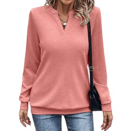 EADINVE Womens V Neck Long Sleeve Sweatshirts Lightweight Pullover Cute Fashion Cute Fall Clothes Tunic Tops 2025