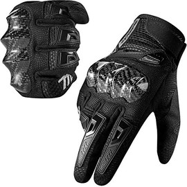 MADBIKE Motorcycle Gloves for Men Women Touchscreen Motocross Dirt Bike Riding Gloves with Carbon Fiber Protective Hard Knuckles Model MD66(Black, Large)