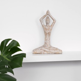 Moritz Sculpture Yoga Lady I Tailored Siddhasana Pose I 37 x 26 x 8 cm I Mango Wood Decorative Figure I Living Room Decoration I Table Decoration I Sculptures Decoration Modern