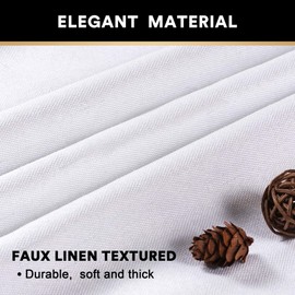 Primitive Textured Linen 100% Blackout Curtains for Bedroom/Living Room Energy Saving Window Treatment Curtain Drapes, Burlap Fabric with White Thermal Insulated Liner (52 x 84 Inch, White)