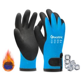 GOESTRIC 100% Waterproof Winter Work Gloves With Grip for Men Women, Thermal Insulated Freezer Gloves In Cold Weather for Working in Freezer, Shoveling Snow, Ice Fishing (Blue/XL/1 Pair)