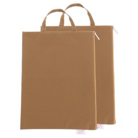 sourcing map 2 Pcs Zipper File Bags, 9.6" x 13.4" Waterproof Oxford Fabric A4 Zipper Document Bag Storage Organizer Pouch with Handle for Organizing, Brown