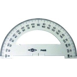 Alvin, P466, 6" Semicircular Protractors, 0.09" Thick Clear Plastic, School or Drafting Use