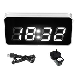 Desk Clock Glass Mirror Luminous Function LED Display Perpetual Calendar Clock for Home OfficeAU Plug