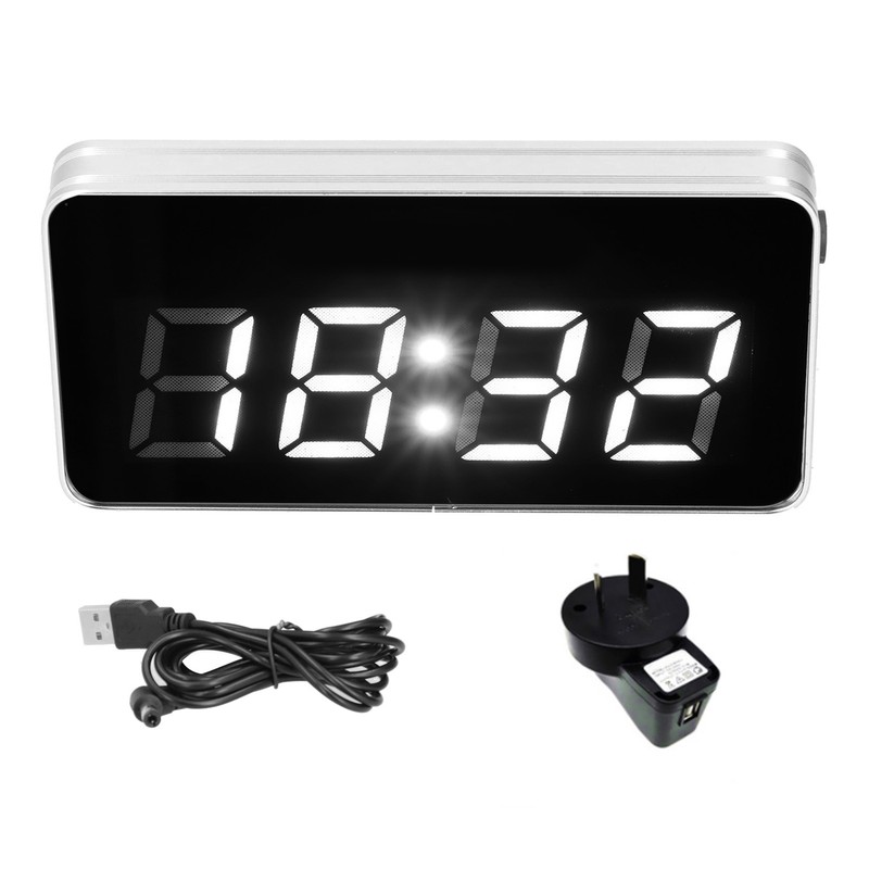 Desk Clock Glass Mirror Luminous Function LED Display Perpetual Calendar