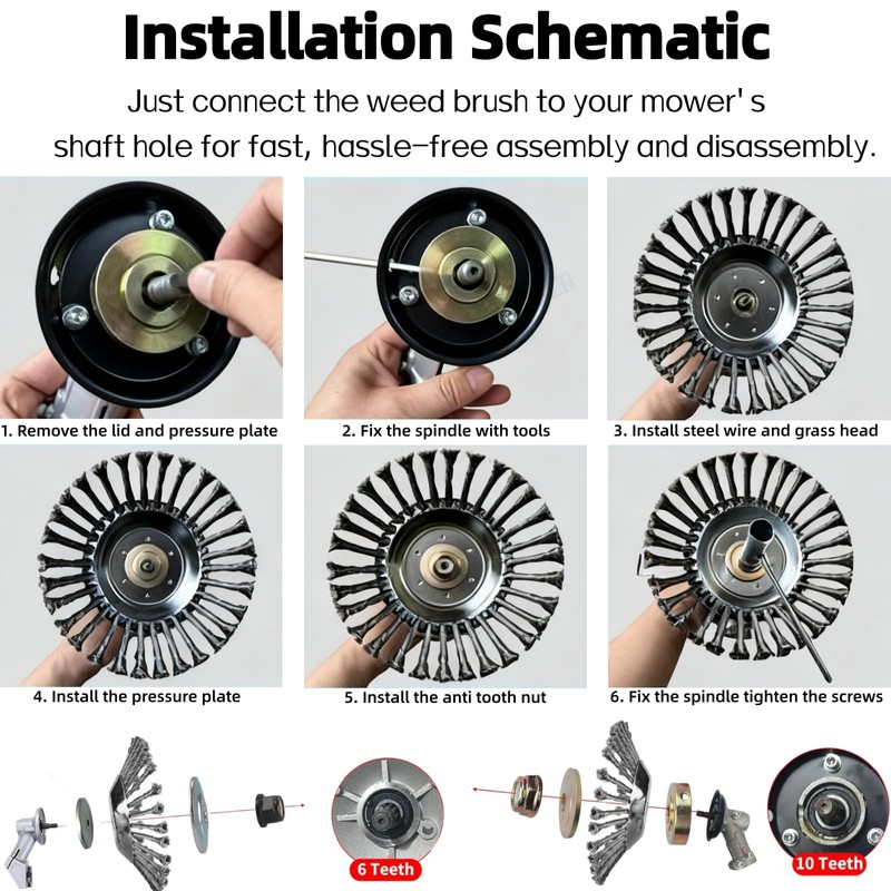 CAFEZAYO 10 Inch Indestructible Steel Wire Grass Trimmer Head, Universal