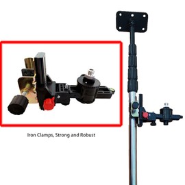 Fine Tuning Bracket Level Adapter, Height Adjustable Telescoping Pole Head Leveling Tool, 360° Rotating Telescoping Pole Head
