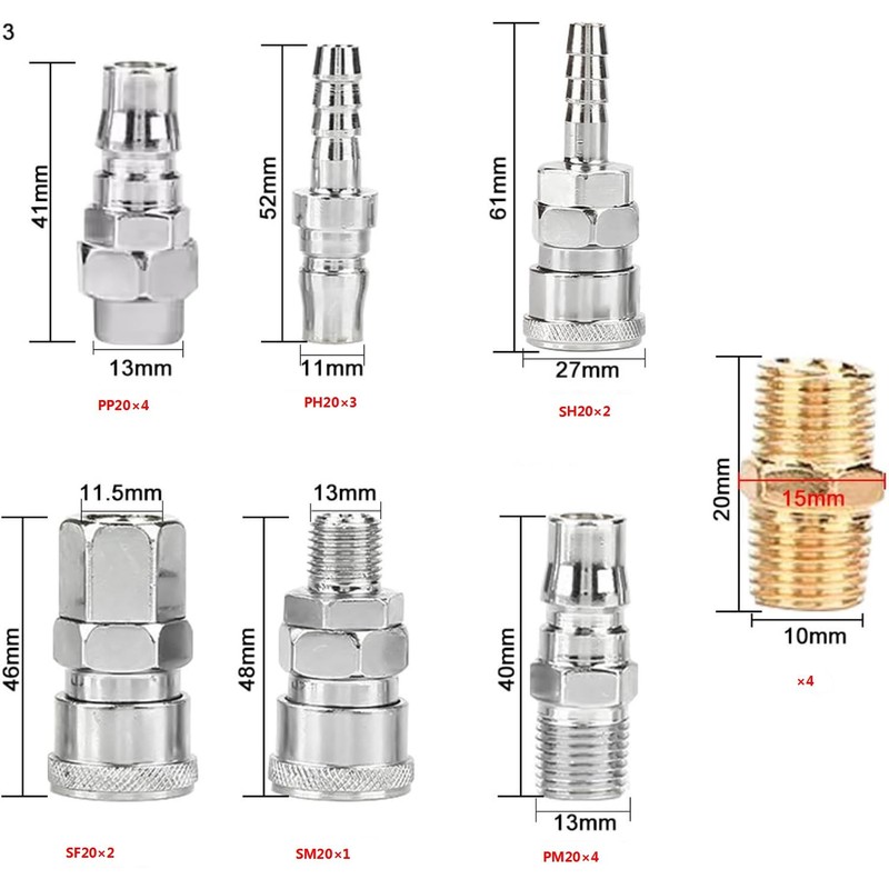Leanockesa 20pcs Air Hose Quick Connect,Air Compressor Connector Coupler Pneumatic