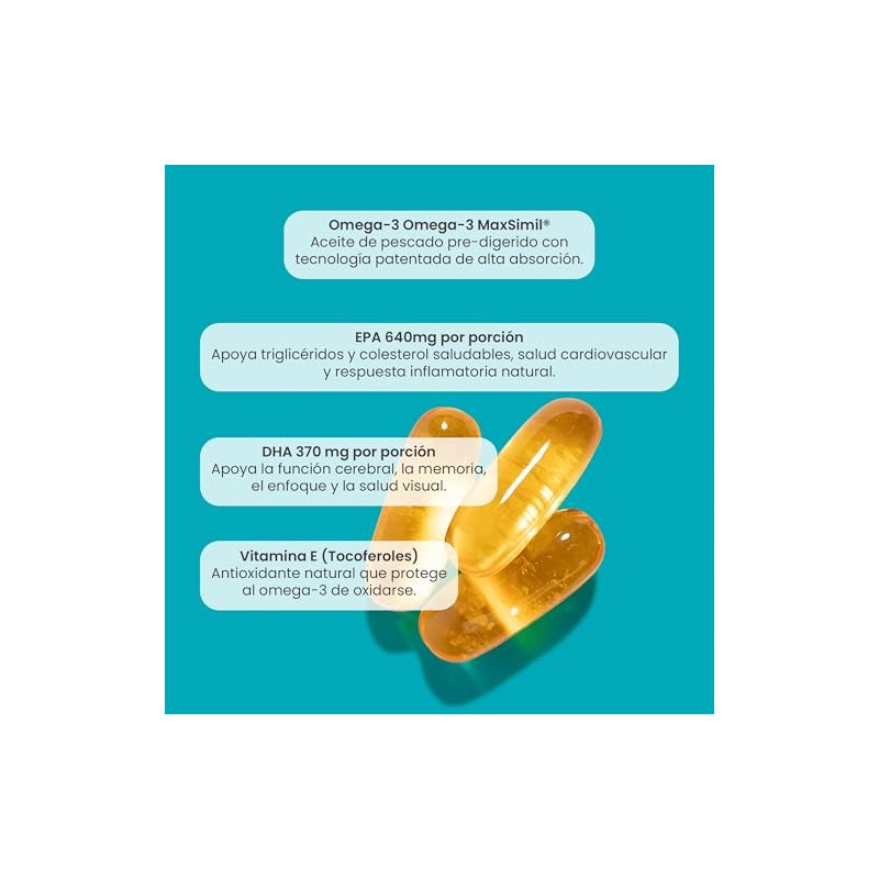 Matter Complete OMG-3, Aceite de Pescado con Omega 3 MaxSimil,