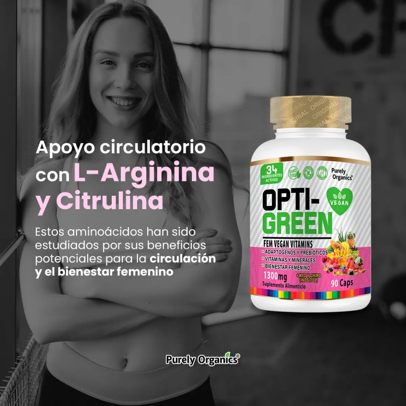 Opti Green Fem | Vitaminas Veganas Para Mujeres | 90