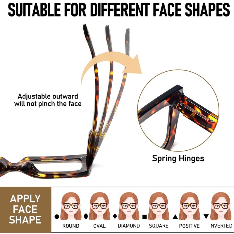 REAVEE 3 Pack Oversized Reading Glasses for Women Large Frame