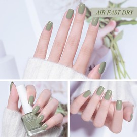 NovaCharm Fresh Green Fingernail Polish - Sage Green Nail Polish - Chip Resistant Long Lasting Nail Polish - Air Dry Quick Dry Nail Polish - Nail Lacquer Nail Art Polish for Manicure DIY