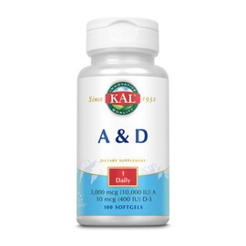 KAL Vitamin A and D 10 m/400 10,000/400 IU Softgel, 100 Count