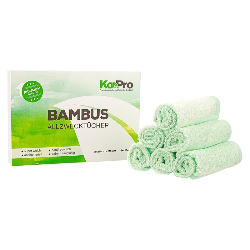 Ko&Pro 100% Bamboo Cloths, Set of 6, 25 x 25