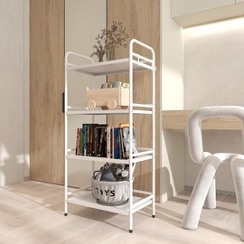 HDANI 4-Tier Standing Storage Shelf, Utility Shelves for Storage, Multifunctional Metal Storage Rack for Kitchen, Garage, Office, Bedroom (White, 23.6''Lx12.6''Wx50 H)